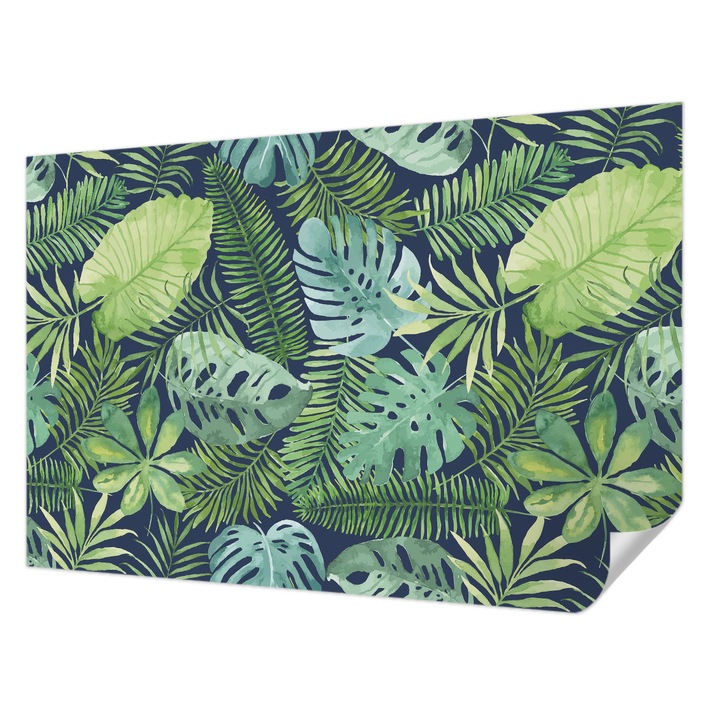 Öntapadós Tapéta Fali Dekoráció, Wallfluent, Trópusi levelek, Zöld, 104 x 70 cm, Klasszikus, Könnyen Felszerelhető, 010170060170000010793