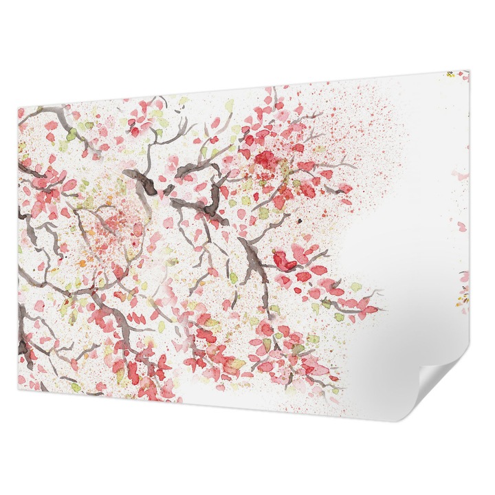 Öntapadós Fotótapéta Falra, Wallfluent, Virágzó ágak, Fehér, 104 x 70 cm, Fali Dekoráció, Nedvesség- És Foltálló, 010170060170000011282