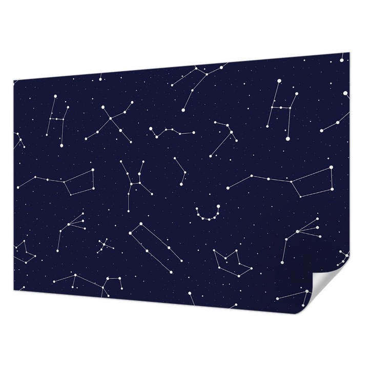 Öntapadós Tapéta Falra, Wallfluent, Asztro Ég, Tengerészkék, 104 x 70 cm, Klasszikus, Könnyen Felszerelhető, 010170060170000011160