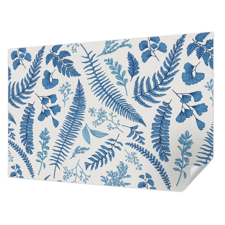 Öntapadós Dekor Tapéta, Wallfluent, Botanikai minták, Fehér, 104 x 70 cm, Könnyen Tisztítható, Nedvességálló, 010170060170000012122