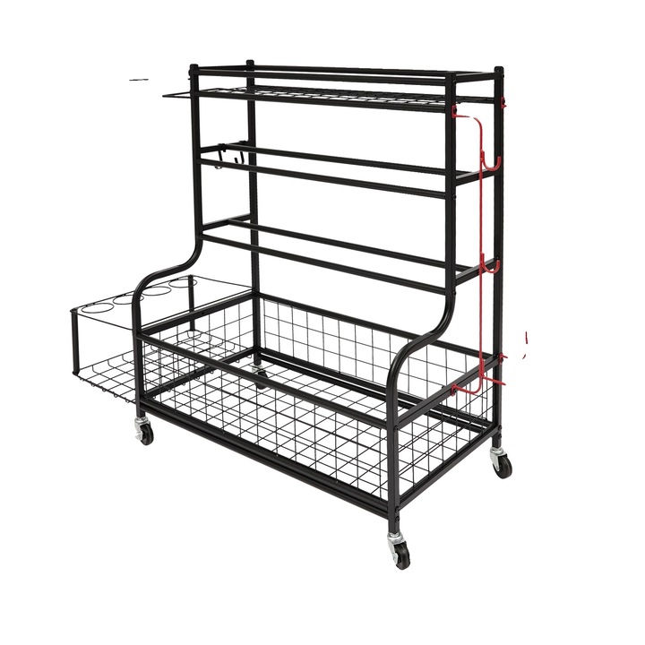 Tároló állvány, szabadon álló kialakítás, nagy teherbírású, fekete, 102x40x93cm, 4 szintes