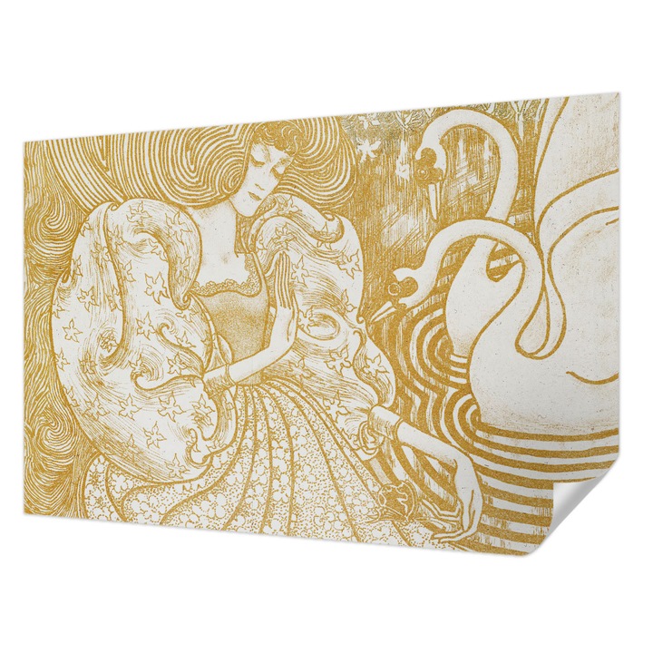 Öntapadós Tapéta Falra, Wallfluent, Női elegancia, Fehér, 104 x 70 cm, Modern Dizájn, Könnyen Felszerelhető És Tisztítható, 010170060170000031736