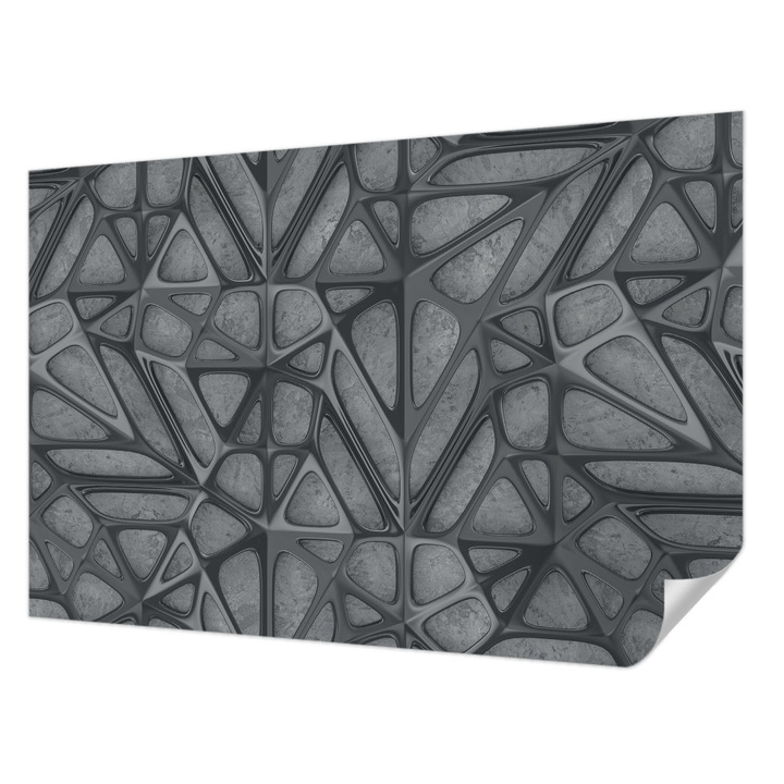 Öntapadós Tapéta Falra, Wallfluent, Geometriai minták, Szürke, 104 x 70 cm, Nappaliba, Konyhába, 010170060170000056609