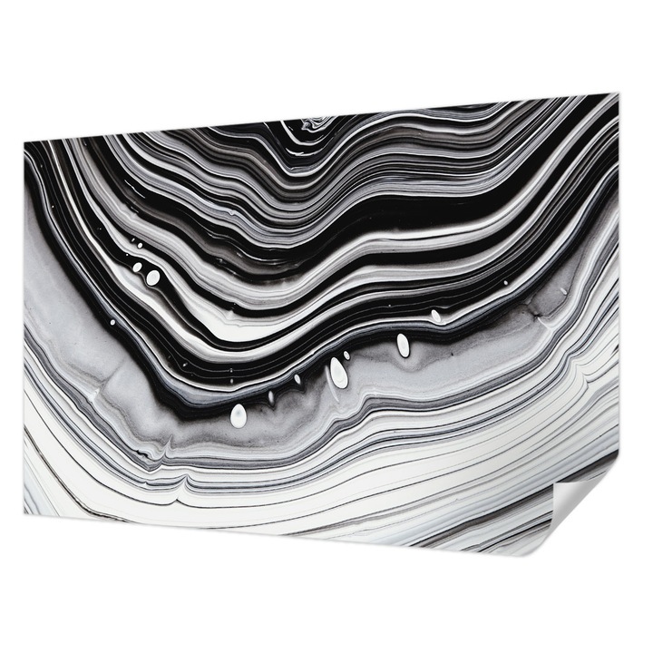 Öntapadós Fotótapéta Falra, Wallfluent, Optikai hullámok, Fekete és fehér, 104 x 70 cm, Előszobába, Hálószobába, 010170060170000077320