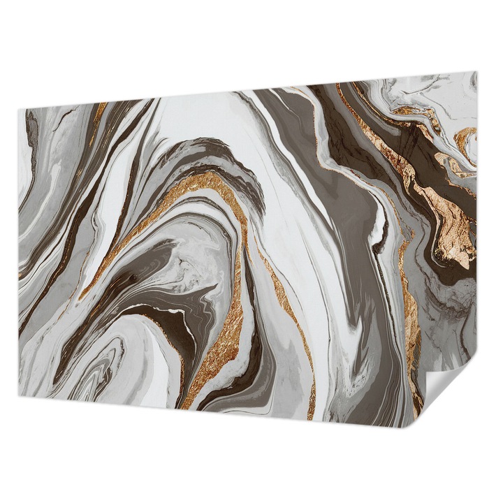 Öntapadós Fotótapéta Falra, Wallfluent, Márvány örvények, Szürke, 104 x 70 cm, Klasszikus, Könnyen Felszerelhető, 010170060170000281912