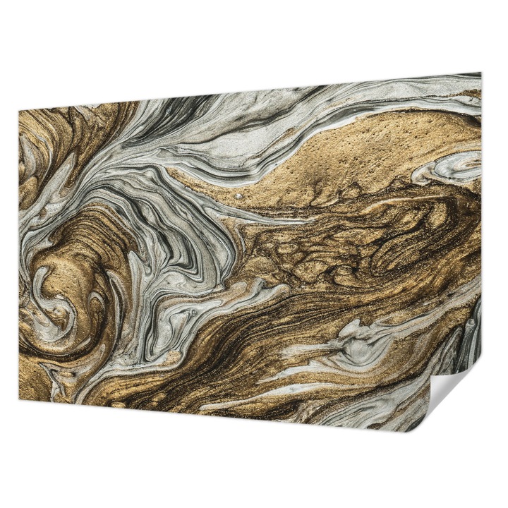 Öntapadós Tapéta Fali Dekoráció, Wallfluent, Absztrakt örvények, Szürke, 104 x 70 cm, Erős Ragasztó, Modern Belsőépítészeti Dekoráció, 010170060170000077416