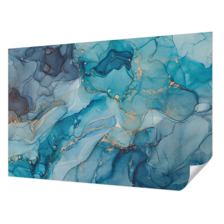 Öntapadós Tapéta Fali Dekoráció, Wallfluent, Kék absztrakció, Kék, 104 x 70 cm, Klasszikus, Könnyen Felszerelhető, 010170060170000282553