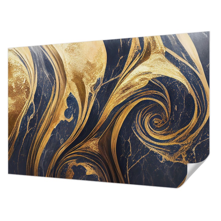 Öntapadós Tapéta Falra, Wallfluent, Márvány minták, Tengerészkék, 104 x 70 cm, Fali Dekoráció, Nedvesség- És Foltálló, 010170060170000282559