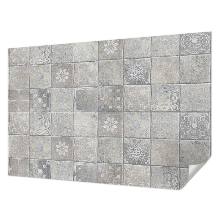 Öntapadós Tapéta Fali Dekoráció, Wallfluent, Finom minták, Szürke, 104 x 70 cm, Könnyen Tisztítható, Nedvességálló, 010170060170000282523