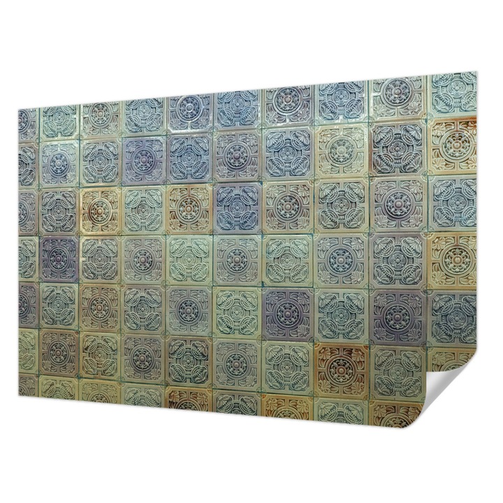 Öntapadós Dekor Tapéta, Wallfluent, Geometrikus csempék, Szürke, 104 x 70 cm, Dekoráció, Falra, 010170060170000282521