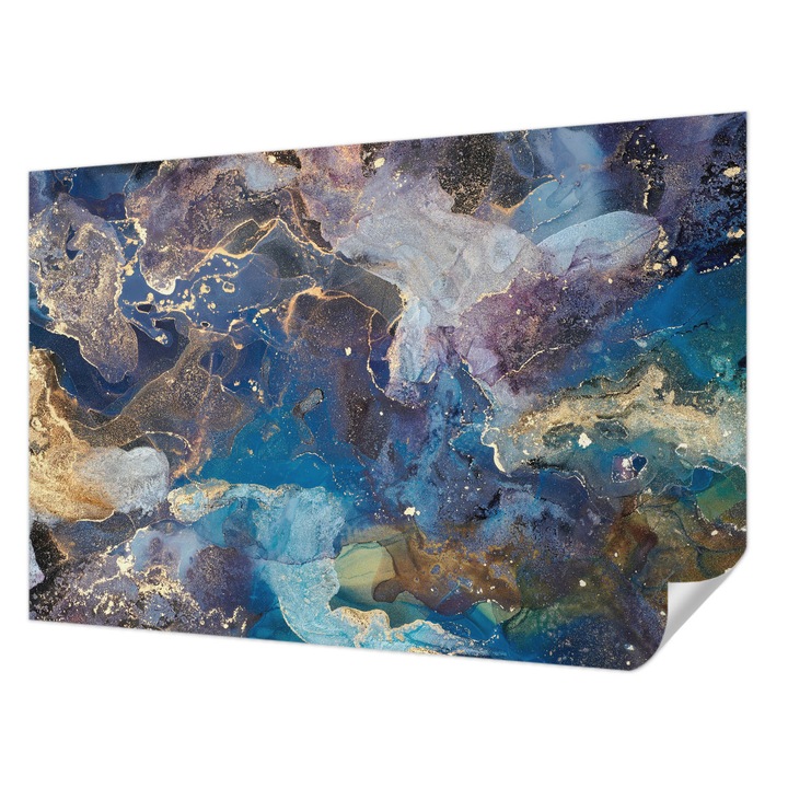 Öntapadós Tapéta Falra, Wallfluent, Kozmikus mozaik, Kék, 104 x 70 cm, Előszobába, Hálószobába, 010170060170000282572