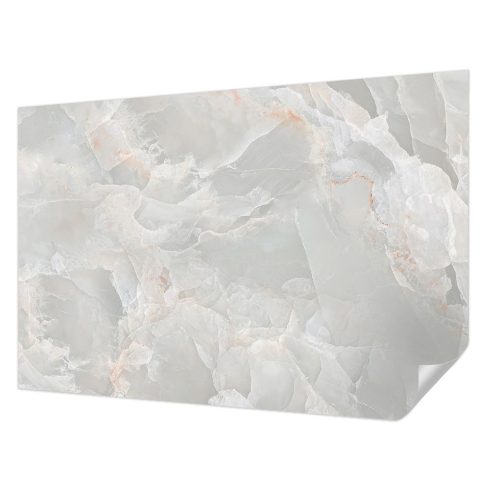 Öntapadós Dekor Tapéta, Wallfluent, Márvány textúra, Fehér, 104 x 70 cm, Fali Dekoráció, Nedvesség- És Foltálló, 010170060170000282609