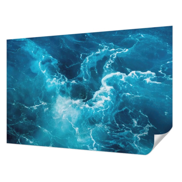 Öntapadós Tapéta Fali Dekoráció, Wallfluent, Tengeri örvények, Kék, 104 x 70 cm, Erős Ragasztó, Modern Belsőépítészeti Dekoráció, 010170060170000282625