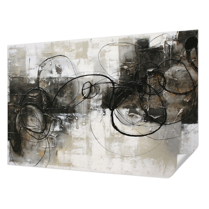 Öntapadós Dekor Tapéta, Wallfluent, Absztrakt örvény, Fekete, 104 x 70 cm, Klasszikus, Könnyen Felszerelhető, 010170060170000282733