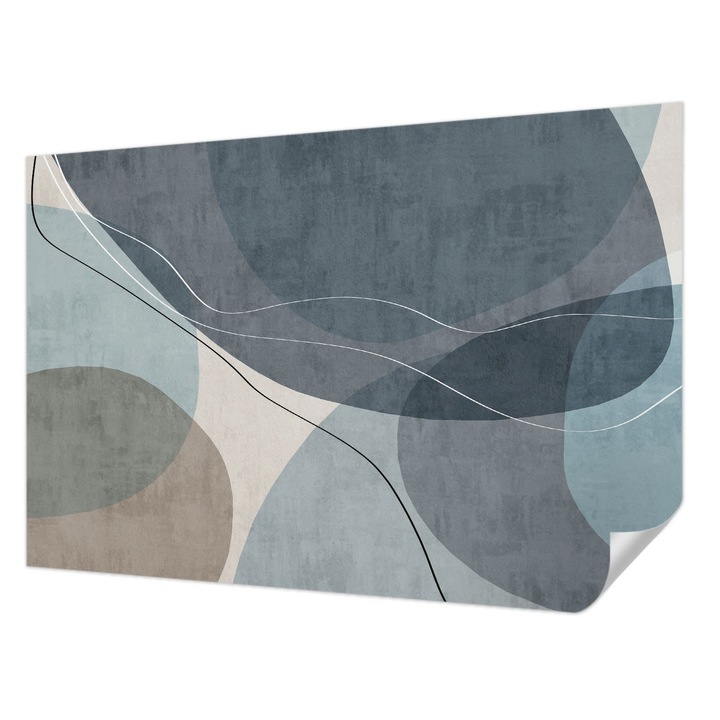 Öntapadós Dekor Tapéta, Wallfluent, Modern absztrakció, Kék, 104 x 70 cm, Könnyen Tisztítható, Nedvességálló, 010170060170000282728