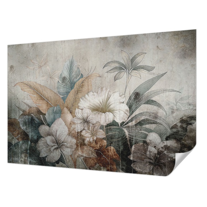 Öntapadós Tapéta Fali Dekoráció, Wallfluent, Virágálom, Szürke, 104 x 70 cm, Dekoráció, Falra, 010170060170000282744