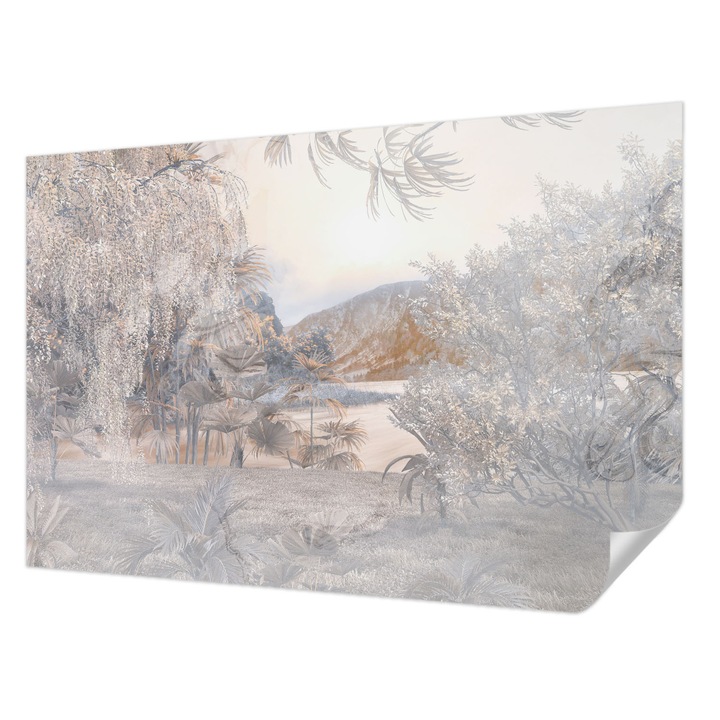 Öntapadós Dekor Tapéta, Wallfluent, A finomság természete, Fehér, 104 x 70 cm, Erős Ragasztó, Modern Belsőépítészeti Dekoráció, 010170060170000282732