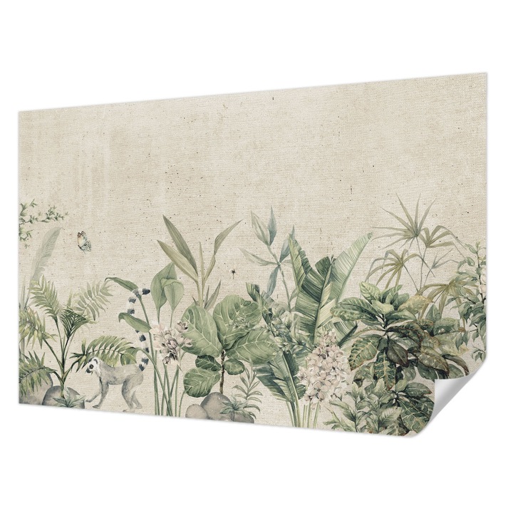Öntapadós Dekor Tapéta, Wallfluent, Trópusi dzsungel, Bézs, 104 x 70 cm, Könnyen Tisztítható, Nedvességálló, 010170060170000282763