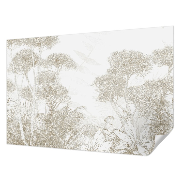 Öntapadós Fotótapéta Falra, Wallfluent, Trópusi növényzet, Fehér, 104 x 70 cm, Nappaliba, Konyhába, 010170060170000282762