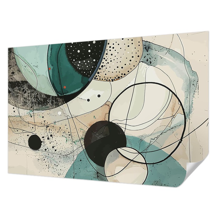 Öntapadós Tapéta Fali Dekoráció, Wallfluent, Színes körök, Szürke, 104 x 70 cm, Előszobába, Hálószobába, 010170060170000282742