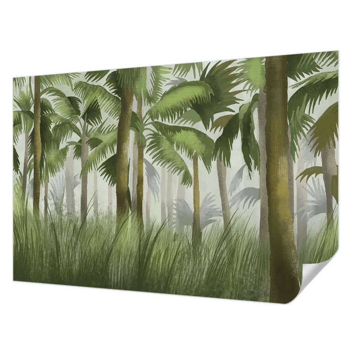 Öntapadós Dekor Tapéta, Wallfluent, Trópusi erdő, Zöld, 104 x 70 cm, Klasszikus, Könnyen Felszerelhető, 010170060170000282770