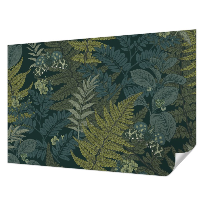 Öntapadós Dekor Tapéta, Wallfluent, Zöld elegancia, Zöld, 104 x 70 cm, Nappaliba, Konyhába, 010170060170000282769