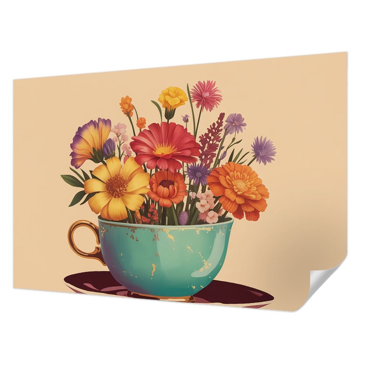 Öntapadós Fotótapéta Falra, Wallfluent, Egy színes csokor, Bézs, 104 x 70 cm, Dekoráció, Erős Ragasztó, 010170060170000284704