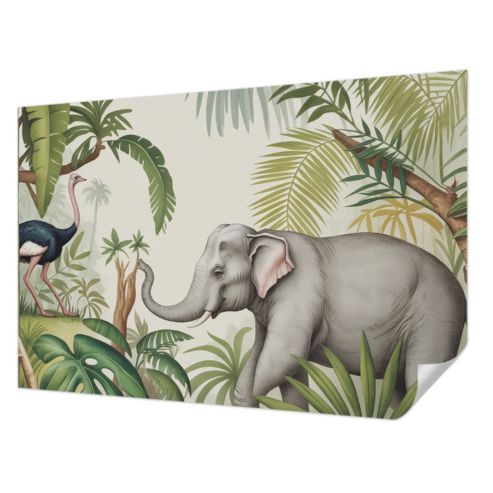 Öntapadós Tapéta Fali Dekoráció, Wallfluent, Egzotikus jelenet, Zöld, 104 x 70 cm, Dekoráció, Falra, 010170060170000284722