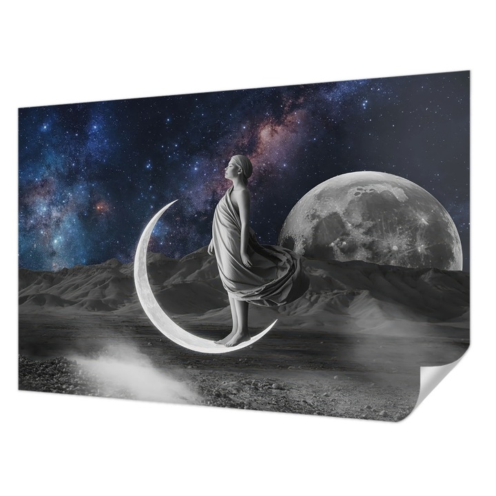 Öntapadós Fotótapéta Falra, Wallfluent, Éjszakai álmok, Fekete és fehér, 104 x 70 cm, Nappaliba, Konyhába, 010170060170000284738