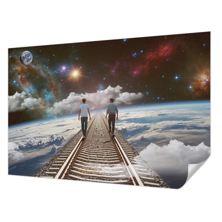 Öntapadós Fotótapéta Falra, Wallfluent, Űrutazás, Fehér, 104 x 70 cm, Modern Dizájn, Könnyen Felszerelhető És Tisztítható, 010170060170000284734