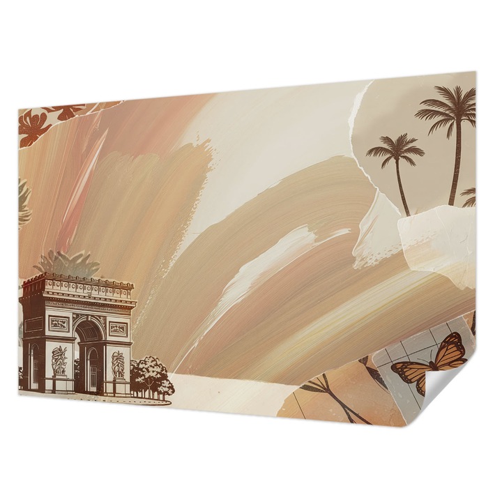 Öntapadós Tapéta Falra, Wallfluent, Egzotikus utazás, Bézs, 104 x 70 cm, Modern Dizájn, Könnyen Felszerelhető És Tisztítható, 010170060170000284725