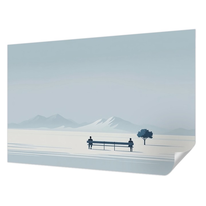 Öntapadós Tapéta Fali Dekoráció, Wallfluent, Minimalista tájkép, Kék, 104 x 70 cm, Klasszikus, Könnyen Felszerelhető, 010170060170000284753