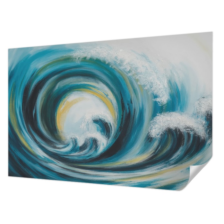 Öntapadós Tapéta Fali Dekoráció, Wallfluent, Tengeri hullám, Türkiz, 104 x 70 cm, Könnyen Tisztítható, Nedvességálló, 010170060170000284750