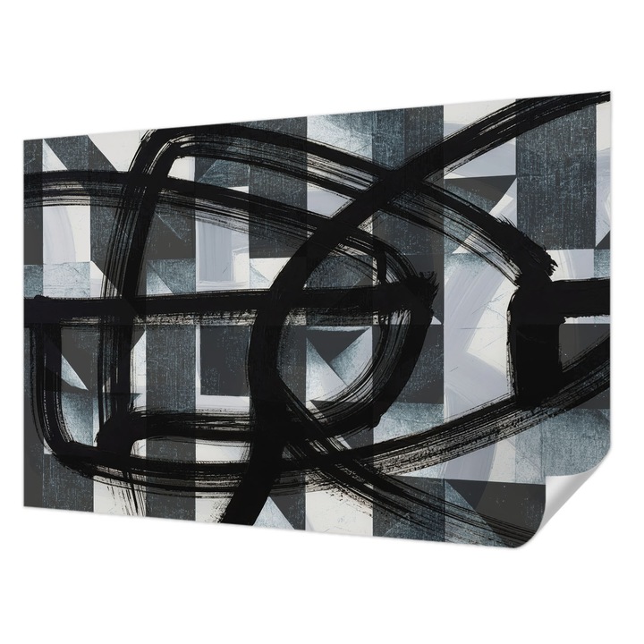 Öntapadós Dekor Tapéta, Wallfluent, Kifejező geometria, Fekete, 104 x 70 cm, Fali Dekoráció, Nedvesség- És Foltálló, 010170060170000284774