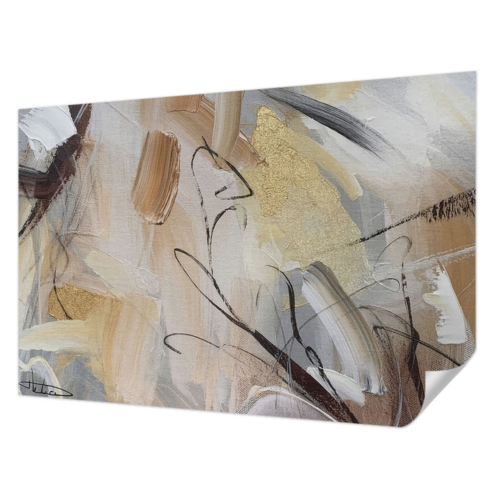 Öntapadós Dekor Tapéta, Wallfluent, Absztrakt kompozíció, Bézs, 104 x 70 cm, Könnyen Tisztítható, Nedvességálló, 010170060170000284772