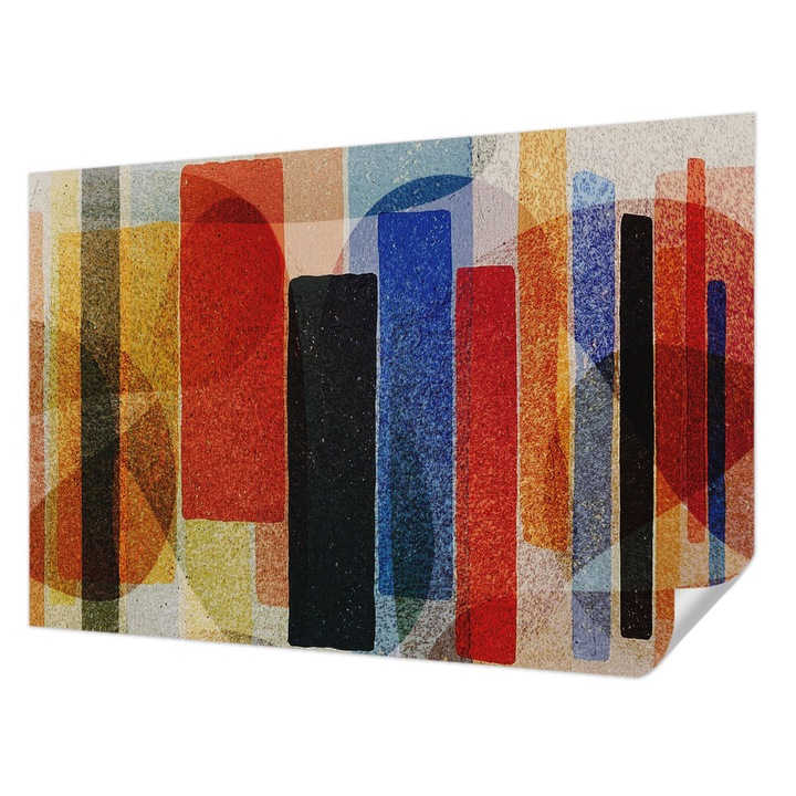 Öntapadós Tapéta Falra, Wallfluent, Geometriai formák, Fekete, 104 x 70 cm, Erős Ragasztó, Modern Belsőépítészeti Dekoráció, 010170060170000284794