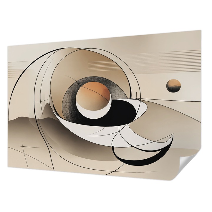 Öntapadós Tapéta Falra, Wallfluent, Harmonikus absztrakció, Bézs, 104 x 70 cm, Előszobába, Hálószobába, 010170060170000284798