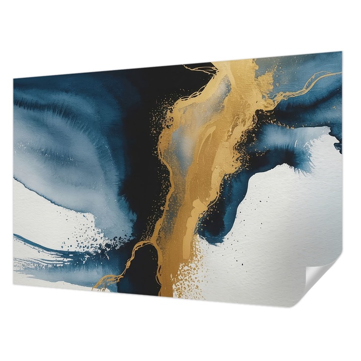 Öntapadós Tapéta Falra, Wallfluent, Színes absztrakció, Kék, 104 x 70 cm, Könnyen Tisztítható, Nedvességálló, 010170060170000284821