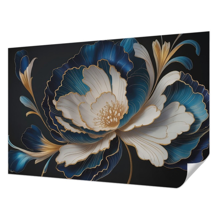 Öntapadós Dekor Tapéta, Wallfluent, Virágminta, Fehér, 104 x 70 cm, Könnyen Tisztítható, Nedvességálló, 010170060170000284805