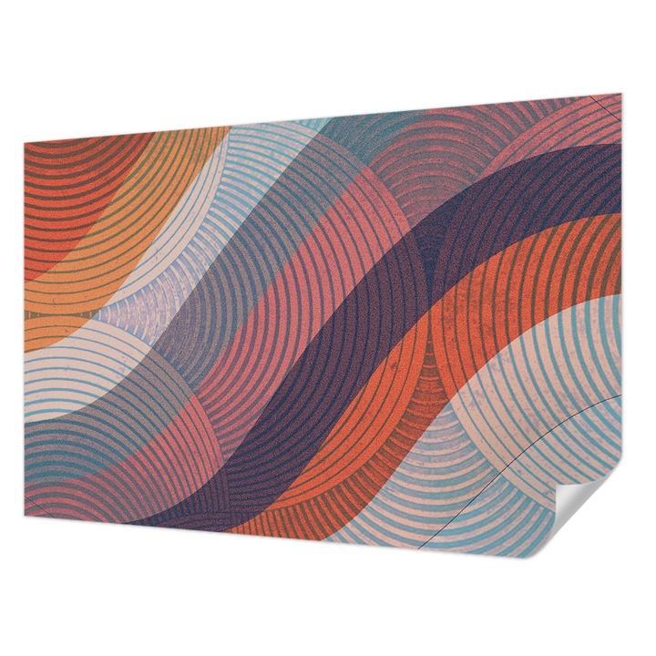 Öntapadós Dekor Tapéta, Wallfluent, Színes hullámok, Narancssárga, 104 x 70 cm, Könnyen Tisztítható, Nedvességálló, 010170060170000284837