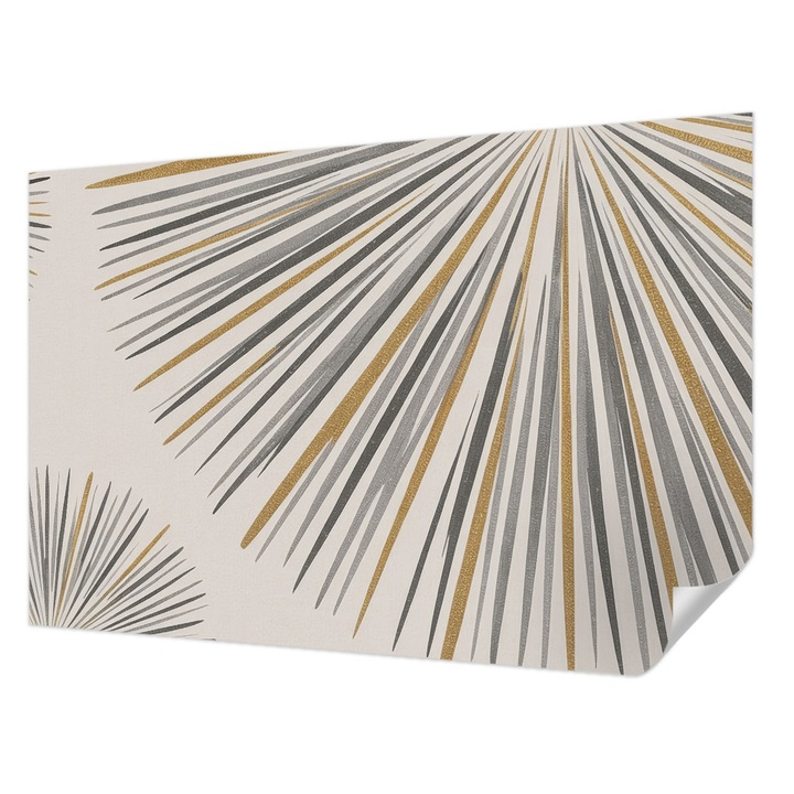 Öntapadós Fotótapéta Falra, Wallfluent, Geometrikus legyezők, Fehér, 104 x 70 cm, Nappaliba, Konyhába, 010170060170000284835