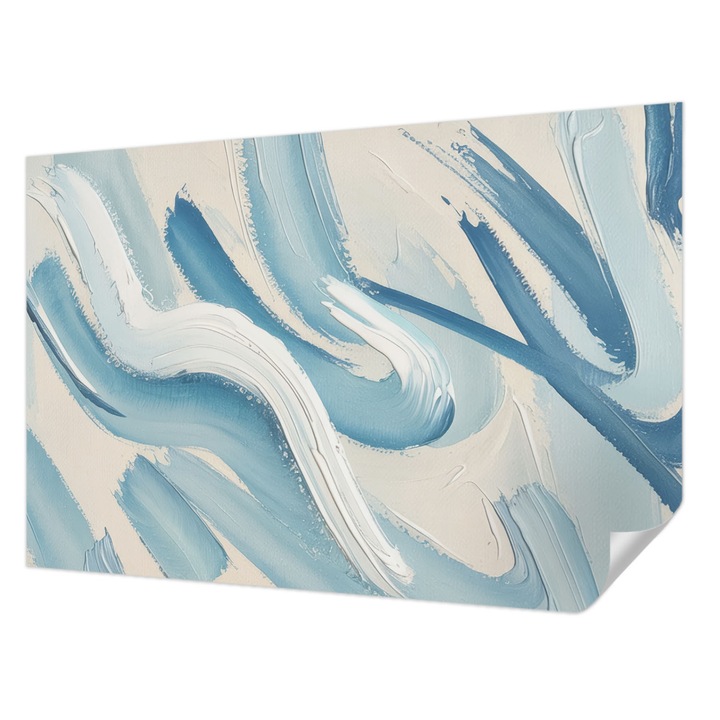 Öntapadós Tapéta Falra, Wallfluent, Absztrakt ecsetvonások, Kék, 104 x 70 cm, Klasszikus, Könnyen Felszerelhető, 010170060170000284859