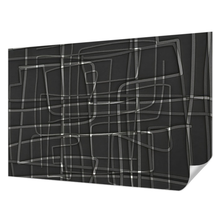 Öntapadós Fotótapéta Falra, Wallfluent, Absztrakt vonalak, Fekete, 104 x 70 cm, Könnyen Tisztítható, Nedvességálló, 010170060170000284862