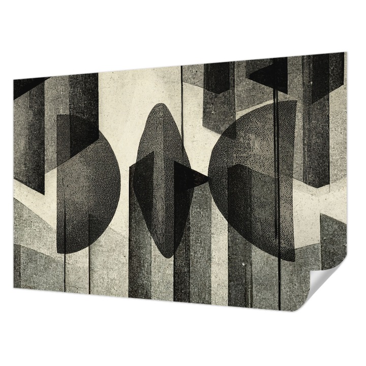 Öntapadós Fotótapéta Falra, Wallfluent, Geometriai alakzatok, Fekete, 104 x 70 cm, Dekoráció, Erős Ragasztó, 010170060170000284866