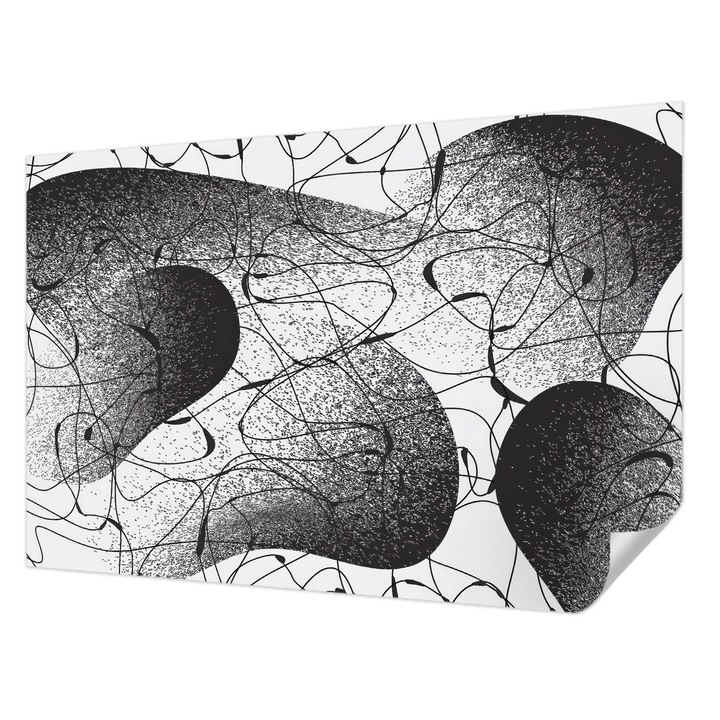 Öntapadós Dekor Tapéta, Wallfluent, Absztrakt minta, Fekete, 104 x 70 cm, Erős Ragasztó, Modern Belsőépítészeti Dekoráció, 010170060170000284874