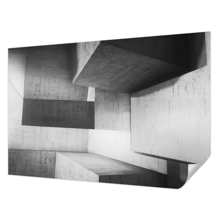 Öntapadós Tapéta Fali Dekoráció, Wallfluent, Geometrikus szobrok, Fehér, 104 x 70 cm, Klasszikus, Könnyen Felszerelhető, 010170060170000284886