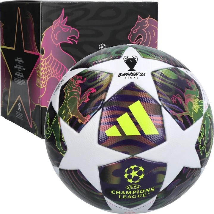 Minge fotbal Adidas UCL League 25/26 Final Box, alb/mov, marimea 5