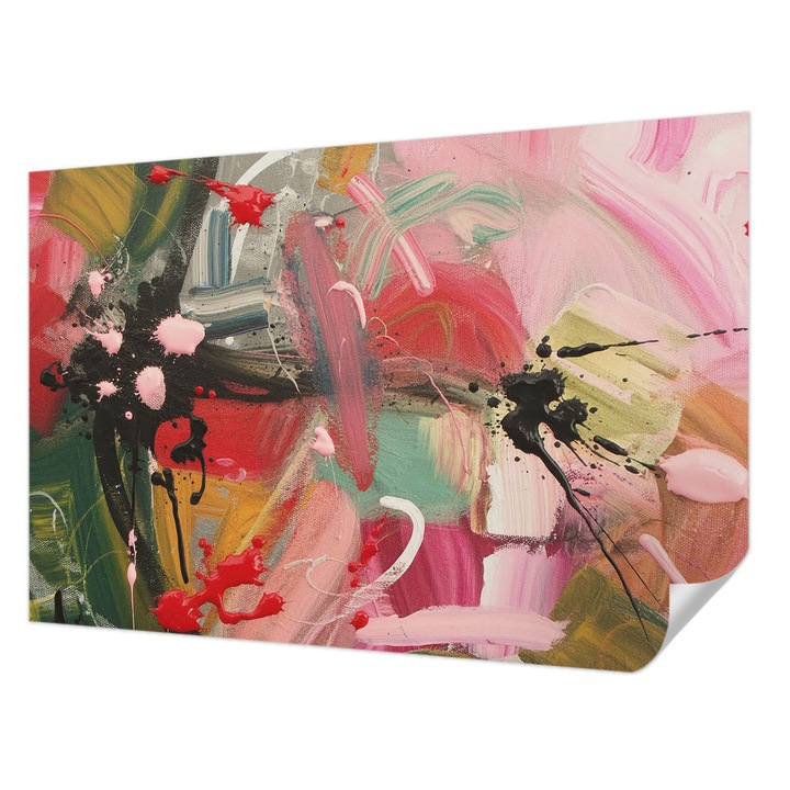 Öntapadós Tapéta Fali Dekoráció, Wallfluent, Színes káosz, Rózsaszín, 104 x 70 cm, Dekoráció, Falra, 010170060170000284943