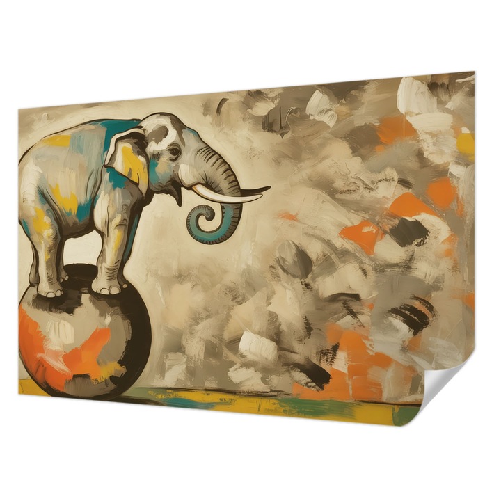 Öntapadós Tapéta Fali Dekoráció, Wallfluent, Absztrakt elefánt, Szürke, 104 x 70 cm, Erős Ragasztó, Modern Belsőépítészeti Dekoráció, 010170060170000284941