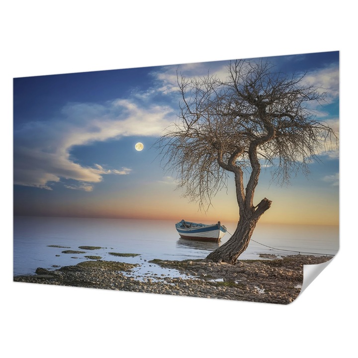 Öntapadós Tapéta Falra, Wallfluent, Egy békés táj, Kék, 104 x 70 cm, Előszobába, Hálószobába, 010170060170000284954